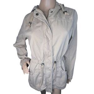 Mossimo Supply Khaki Zip Up and Button Up Hooded Jacket